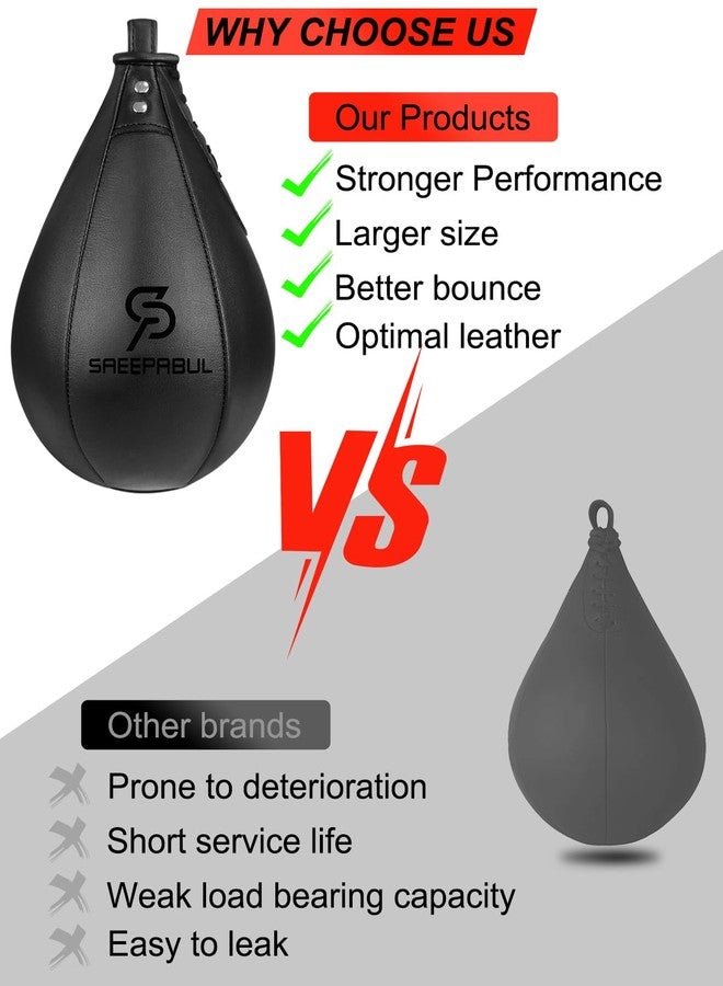 SAEEPABUL Boxing Speed Bag for Adults - Professional Synthetic Leather Punching Bag with Latex Bladder, Adjustable Training Equipment for Home Gym Fitness Black - Image 5